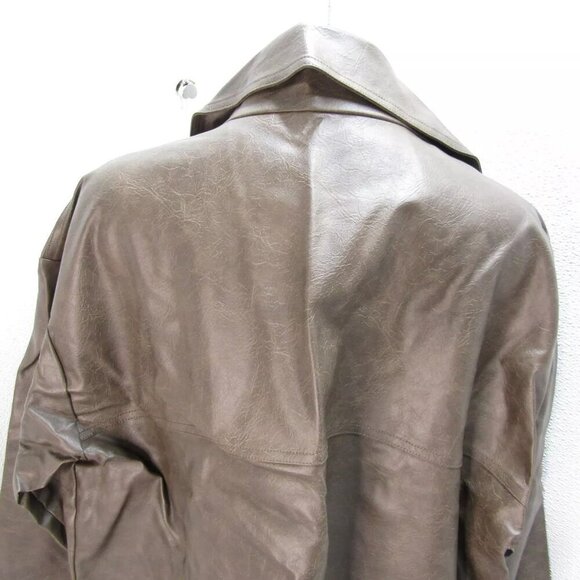 NEW SNDYS Womens Royce Oversized Faux Leather Jacket Size XL Mocha Brown - Picture 13 of 14